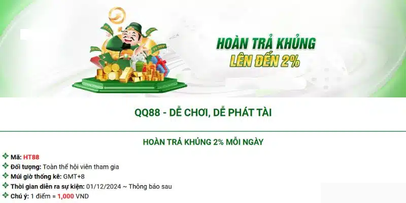 Hoàn trả cực khủng 2%